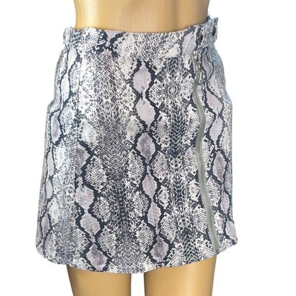 Altar'd State Front Zip Snakeskin Print Mini Skirt Small Y2K Rave 90s - Picture 1 of 10
